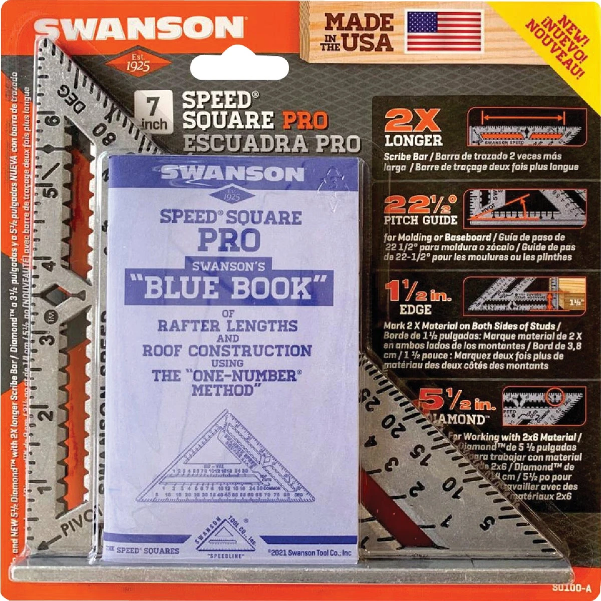 Speed Square Pro 7-1/2 In. Aluminum Layout Tool With Blue Book