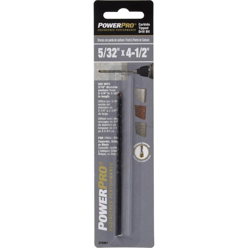 Power Pro 5/32 In. X 4-1/2 In. Carbon Steel Drill Bit 1 Pk
