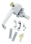 White Keyed Button Door Latch for Outward Swinging Doors