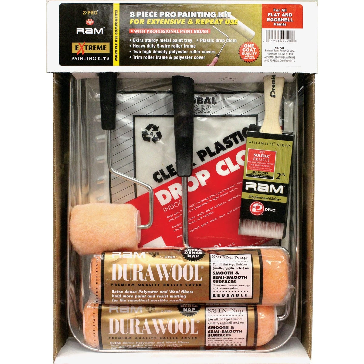 9 Inch 3/8 Inch Polyester Roller And Tray Set 8-piece Painting Kit