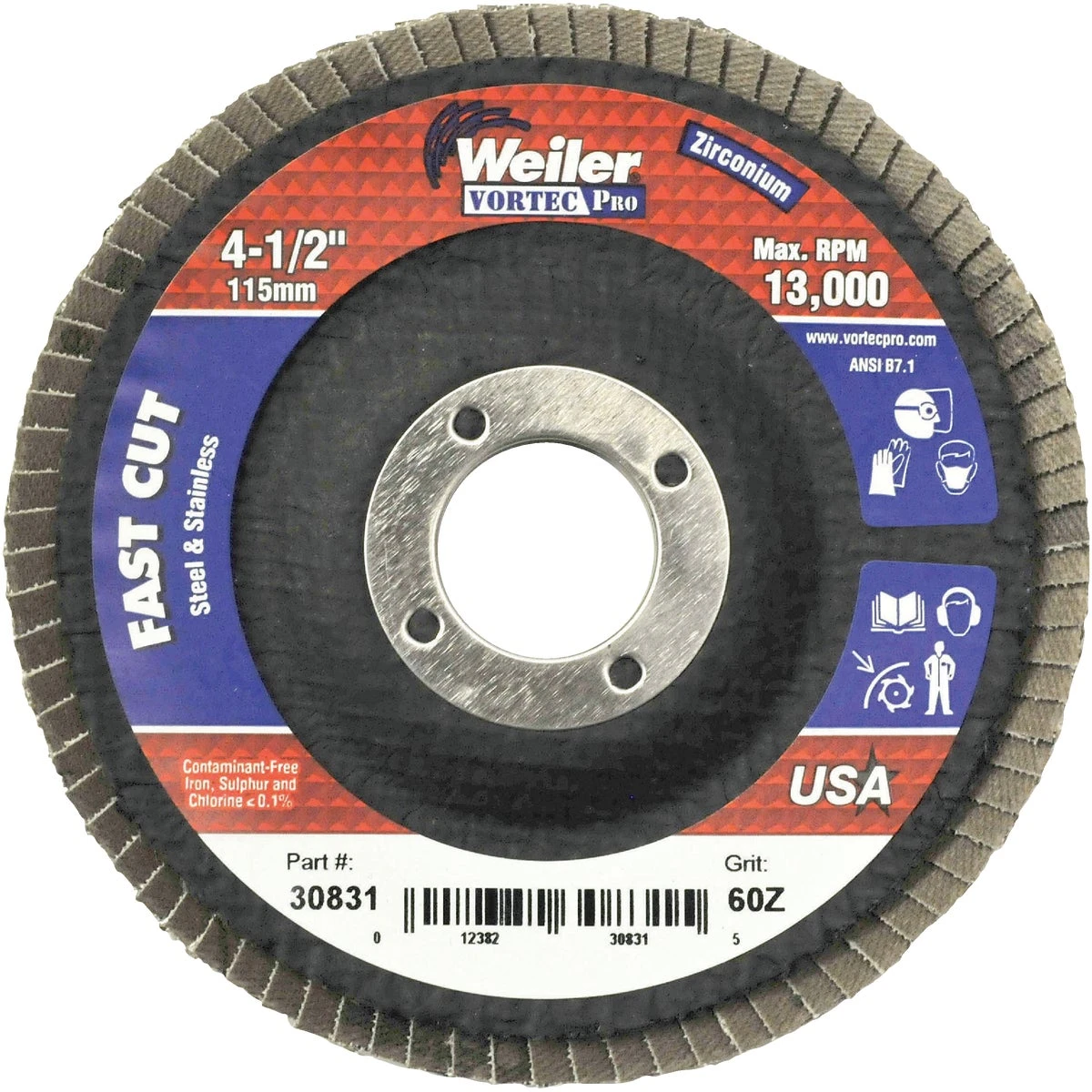 4-1/2 In. X 7/8 In. 60-grit Type 29 Angle Grinder Flap Disc