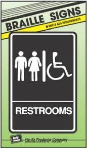 Braille Restroom Sign, Peel and Stick Adhesive, 6 by 9 Inches