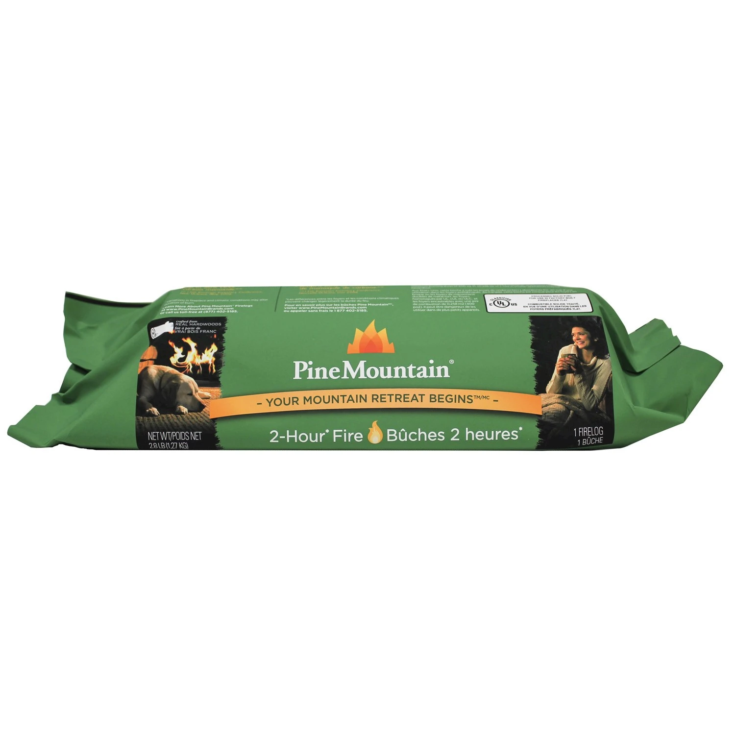 Classic 2-hour Fire Log - Natural, Renewable Ingredients, 2.8 Lb.