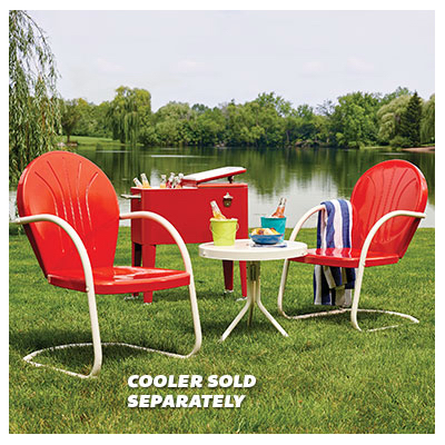 3-piece Retro Bistro Set In Red - Stylish Outdoor Dining Furniture