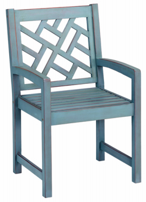 Portland Patio Arm Chair in Blue Distressed Hardwood Finish