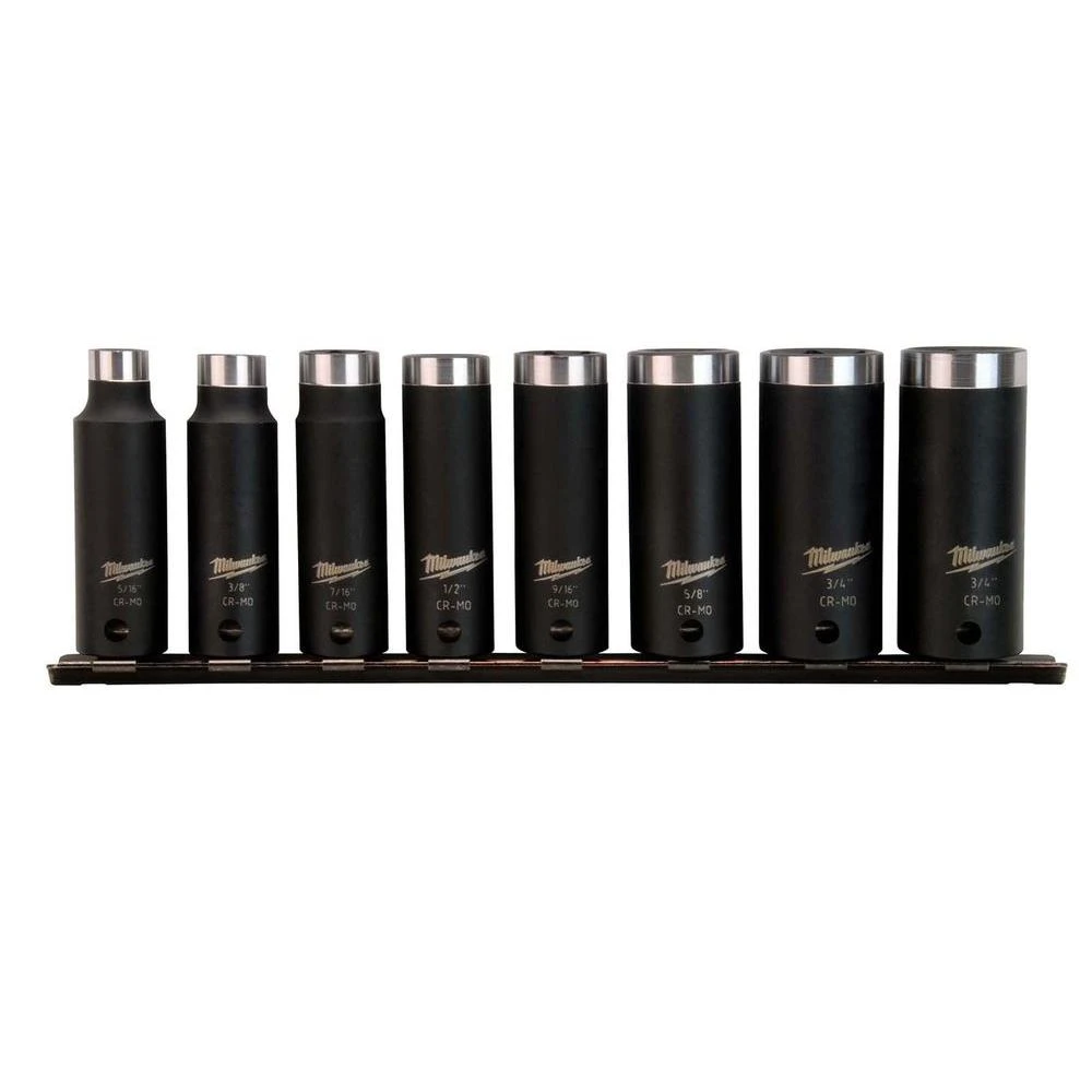 3/8 In. Drive Sae Shockwave Deep Well Impact Socket Set - 8 Pieces