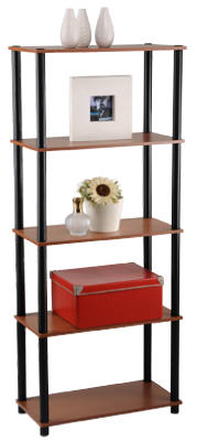 5-tier Cherry And Black Book Shelf With Modern Design And Sturdy Construction