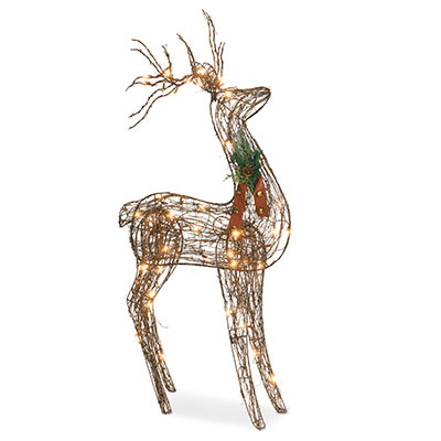 Lighted Grapevine Standing Deer Christmas Lawn Decoration, 48-inch Model V53135-88