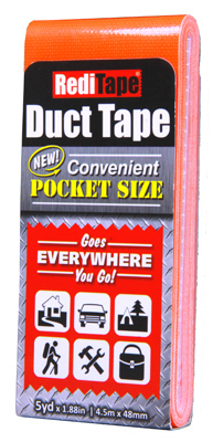 Pocket-size Fluorescent Orange Duct Tape, 5 Yards, Model Flo-501