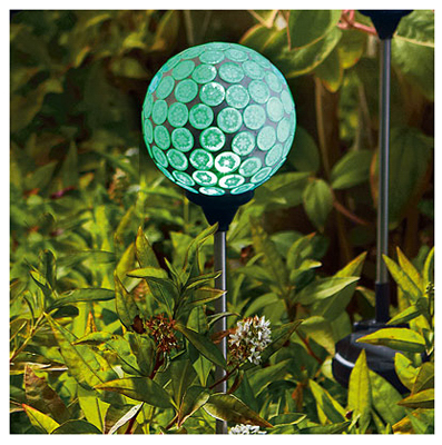 Led Solar Stake Light, Mint Green Mosaic Sphere, 30 Inch Height, Model S120901314-g