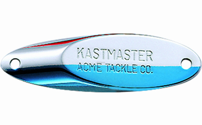 Kastmaster Spoon Fishing Lure Chrome and Neon Blue 1 and 3 Eighths Inch