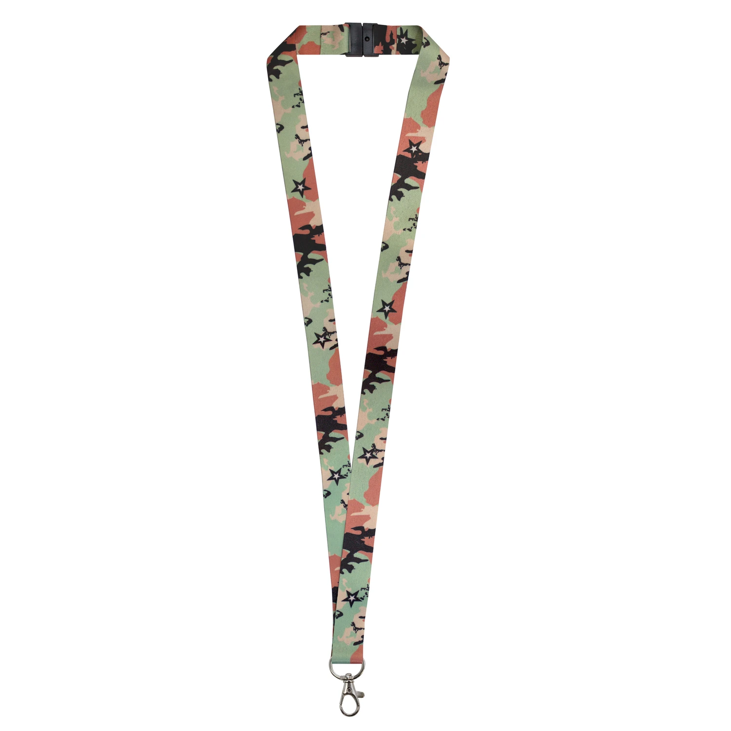 3/4 In. D Nylon Black/green Lanyard With Stars Pattern