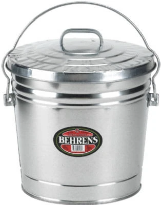 6 Gallon Steel Garbage Pail With Durable Lid And Easy Grip Handles