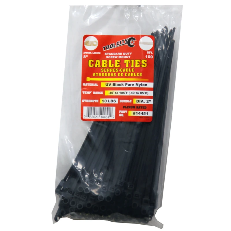 Tool City 8 in. L Black Cable Tie 100 pk