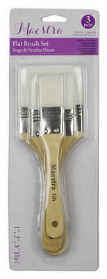 Three Piece Maestra Paint Brush Set with Various Sizes for Precision Painting