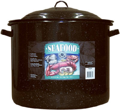 Lobster Pot, Black Ceramic And Steel, 34 Quart Capacity