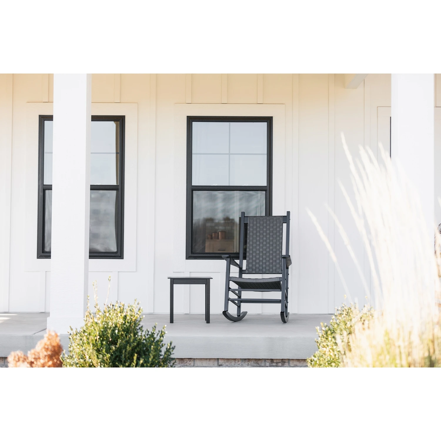 Knollwood Black Wood Frame Rocking Chair - Durable Outdoor Seating