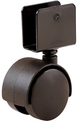U-Bracket Caster, 1-5/8-In. Twin Wheels, Black, 2-Pk.