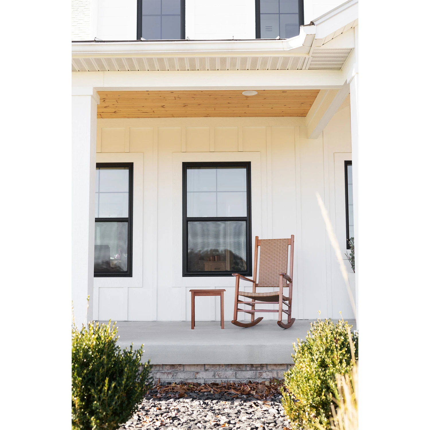 Knollwood Brown Wood Frame Rocking Chair - Durable Outdoor Seating