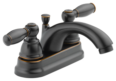 Teapot Spout Bathroom Faucet, Oiled Bronze Finish, 2-lever Handles