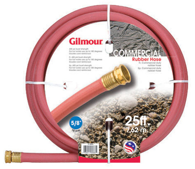 18 Series Hot Water Hose, 180 Degree, Red Rubber, 5/8-inch X 25-feet