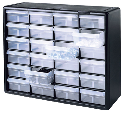 Small Parts Storage Cabinet With 24 Drawers For Organizing Hardware And Tools