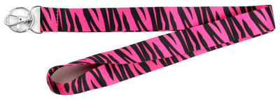 Pink and Black Zebra Pattern Lanyard with Metal Clip, 1 Inch by 18 Inches