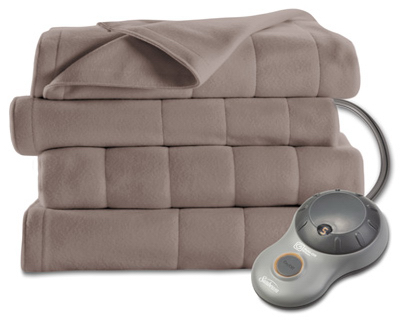 Full Size Heated Electric Blanket, Fleece, 10 Settings, Mushroom Color