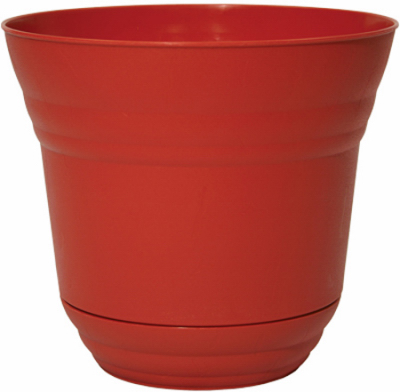 14-inch Red Brick Plastic Planter With Attached Saucer - Model Pim01223