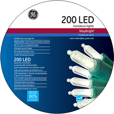 Staybright Christmas Miniature Led Light Set, Warm White, 200 Count, Model Ge90856