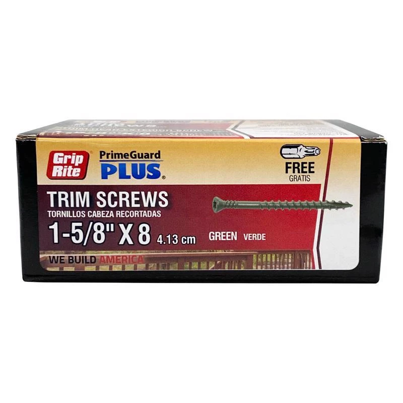 Grip-rite Primeguard Plus No. 8 Green Star Trim Head Deck Screws 1-5/8 In. L 1 Lb