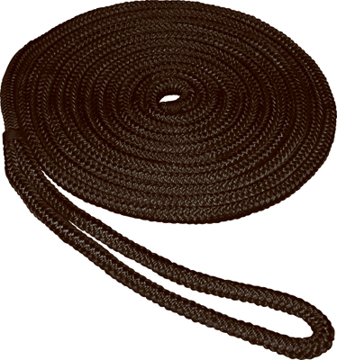 Double Braided Nylon Dock Line Rope, Black Color, 3/8 Inch Diameter by 15 Feet Length