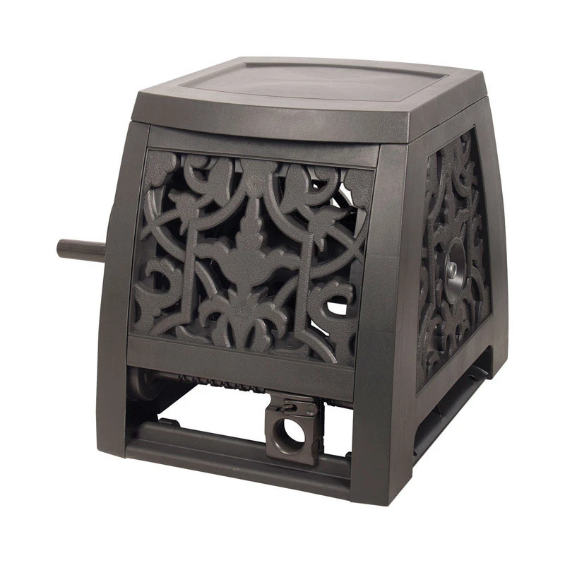 Neverleak 225 Ft. Stationary Brown Hose Cabinet With Durable Aluminum Water System