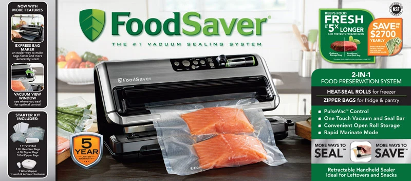 Black Vacuum Food Sealer With Retractable Handheld Sealer And Starter Kit