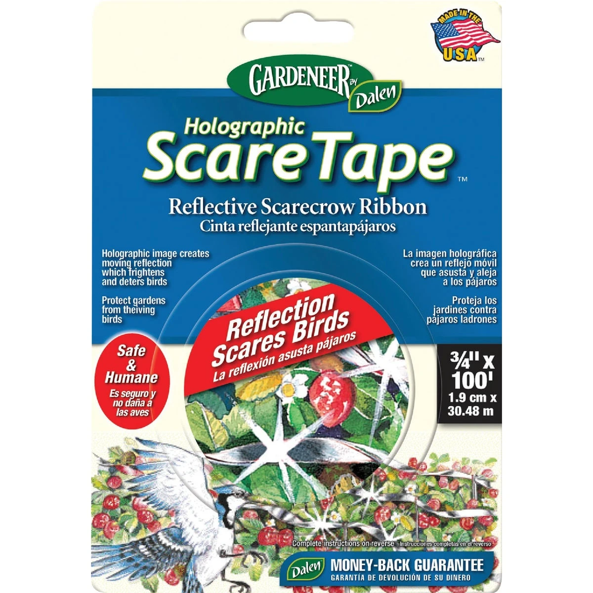 Holographic Scare Tape 3/4 In. W. X 100 Ft. L. Bird Deterrent Tape