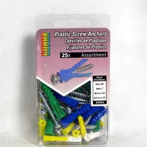 Triplegrip Plastic Screw Anchors Assorted 200l For Superior Holding Power