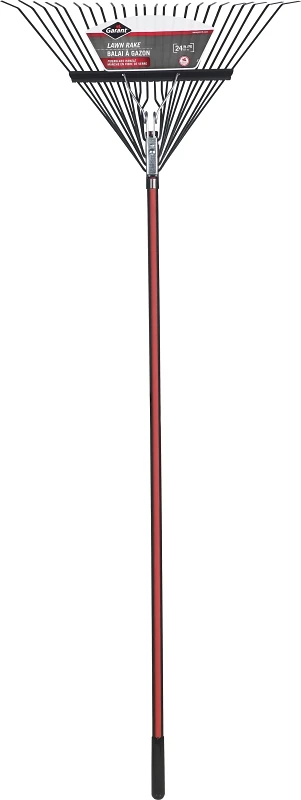 99959 Spring Back Lawn Rake, 24 Steel Tines, 53 Inch Fiberglass Handle