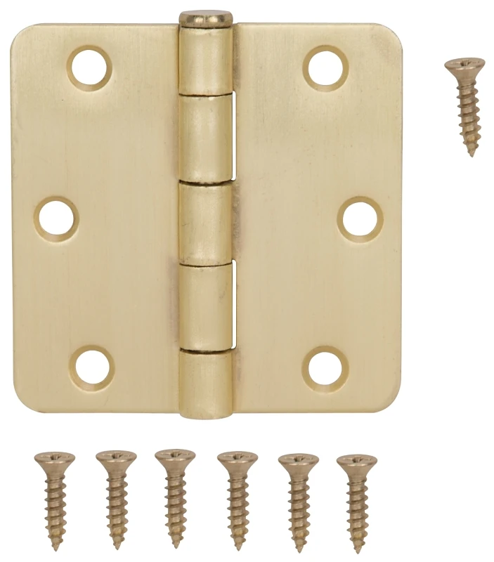 3x3 Inch Satin Brass Door Hinge With 5 Knuckles And Screws Included