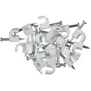Coaxial Cable Clamp, Plastic/metal, Black, 20 Count