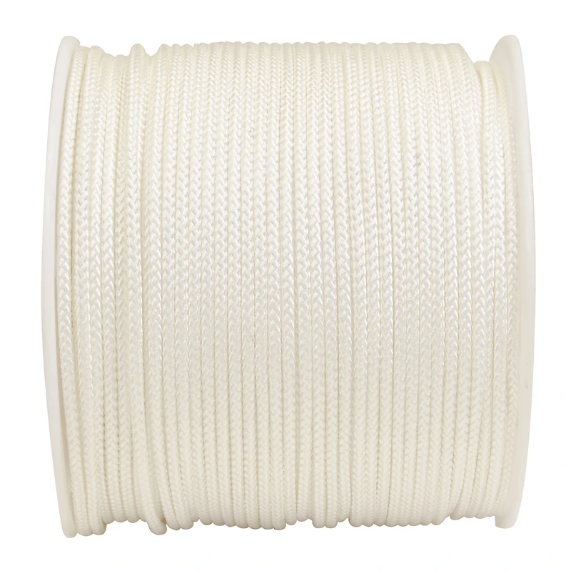 1/4 Inch Diameter X 100 Feet Long White Diamond Braided Nylon Rope