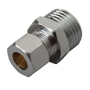 M-line Supply Connector 1/2 Inch Mpt X 3/8 Inch Compression Brass Chrome
