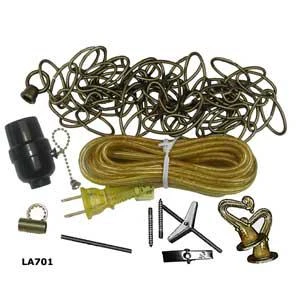 Swag Lamp Kit Antique Brass 15 Ft Cord Incandescent Socket 12 Ft Chain