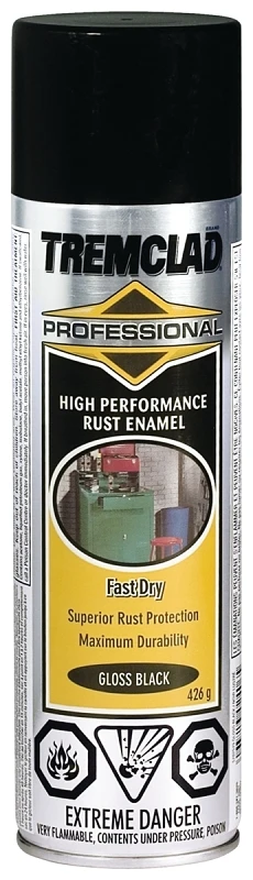Tremclad Professional Gloss Black Paint Spray 426g - Industrial Grade Coverage