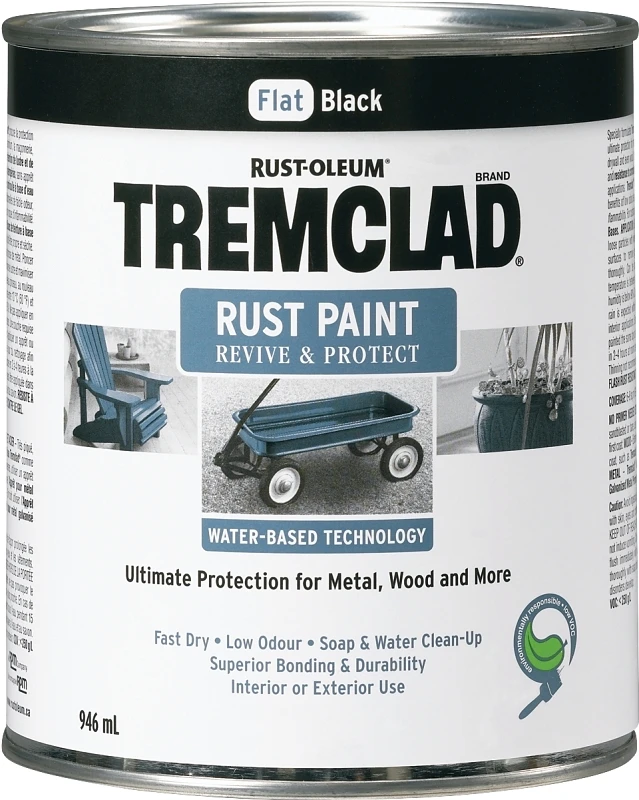 Tremclad Water-based Rust Paint 946 Milliliters Flat Black