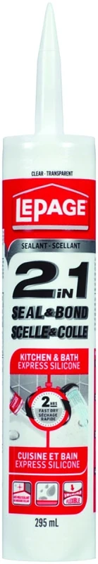 2-in-1 Kitchen And Bath Silicone Sealant 295ml Clear Adhesive