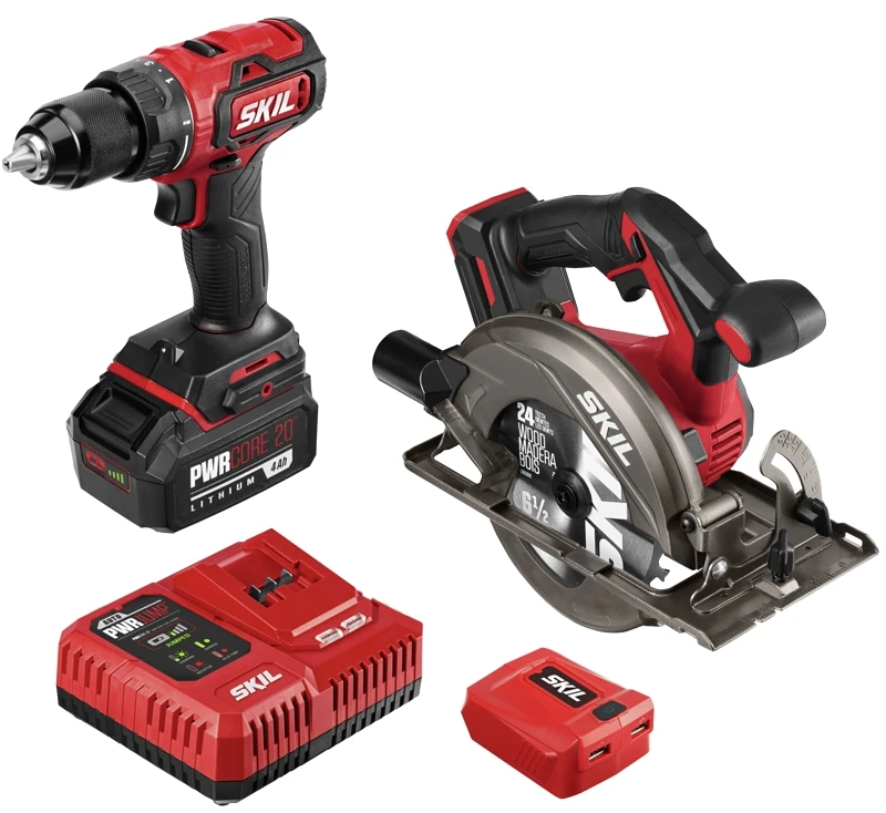 20v Cordless Drill And Circular Saw Combo Kit With Battery And Charger