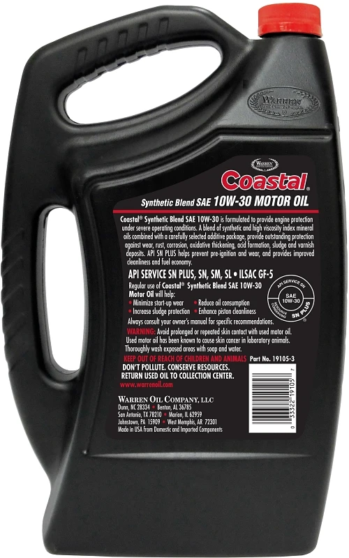 01805 Synthetic Blend Motor Oil, 10w-30, 5 Quart