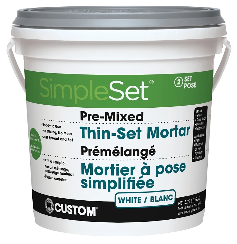Mortar Thinset Premixed White 3.78 Liters For Tile Installation
