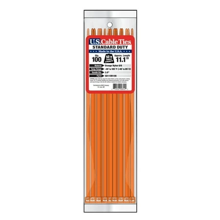 US Cable Ties SD11OR100 11 Inch Standard Duty Cable Ties, Orange, 100 Pack