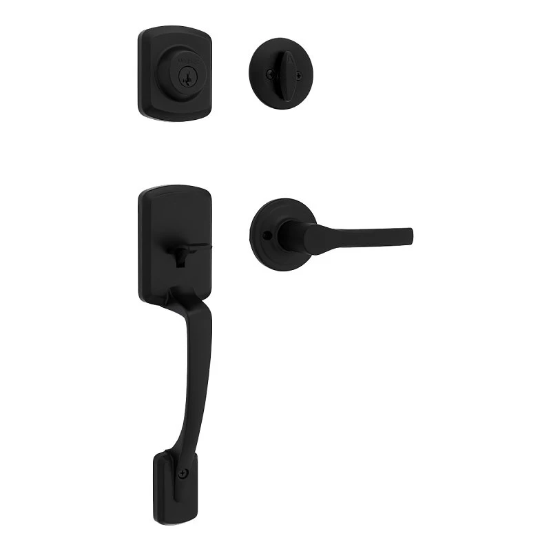 Elements By Weiser Matte Black Lock And Handle Door Set Model 9glc94710-024